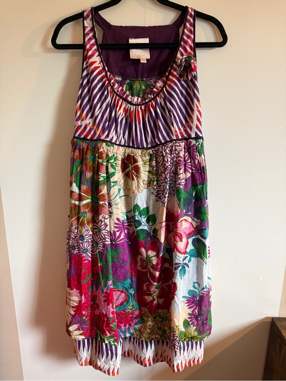 Romeo & Juliet Couture Floral Patchwork Sundress Medium Boho Cotton Pockets